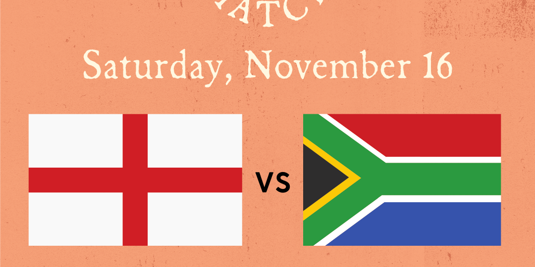 England vs. South Africa Rugby Watch Party Graphic