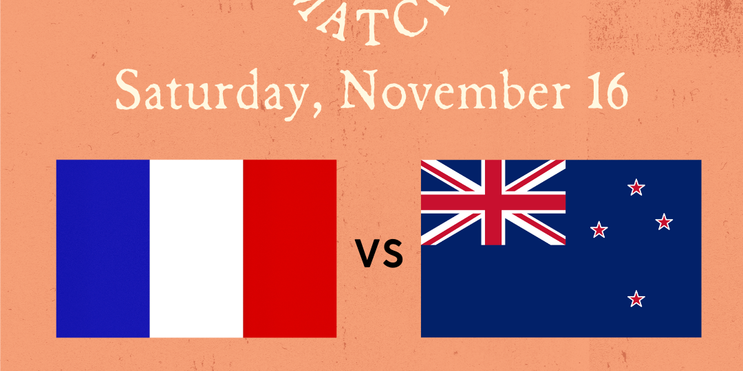 France vs. New Zealand Rugby Watch Party Graphic
